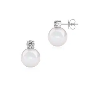 South Sea Pearl and Diamond Earrings side