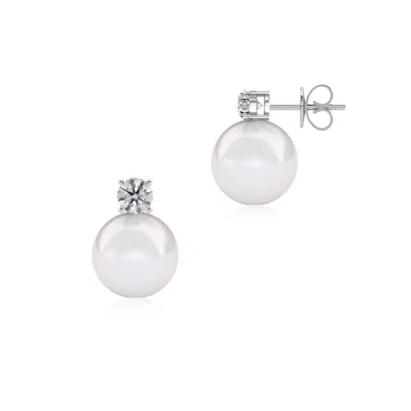 South Sea Pearl and Diamond Earrings side