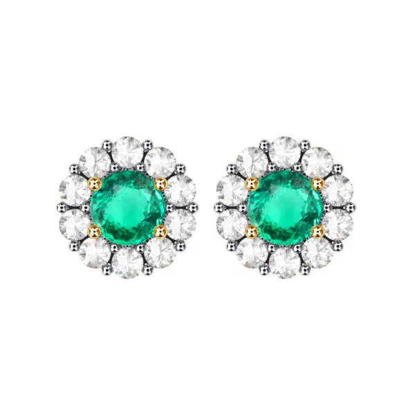 emerald halo diamond earrings 1