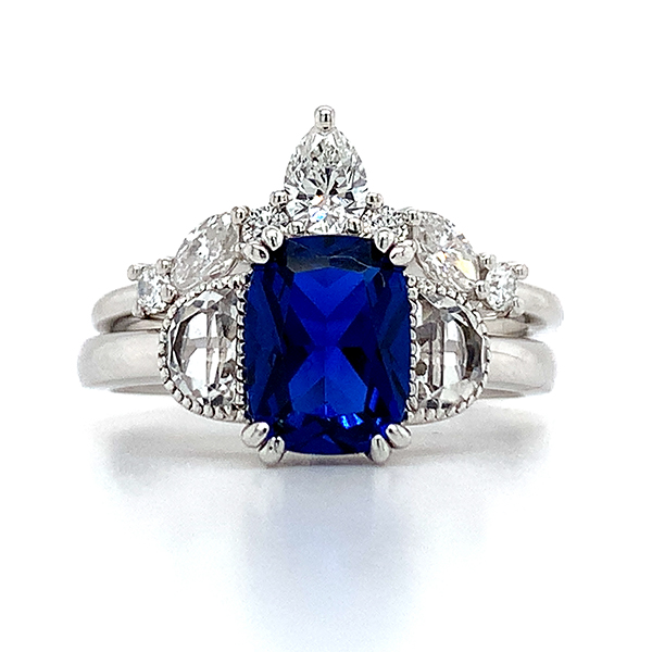 fitted wedding ring with sapphire