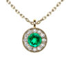 halo emerald necklace yellow gold