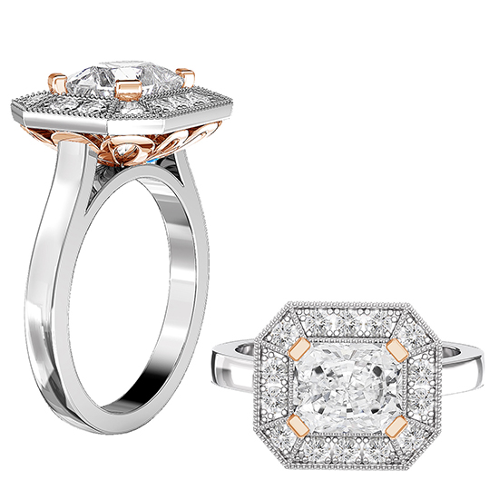 halo engagement ring art deco style