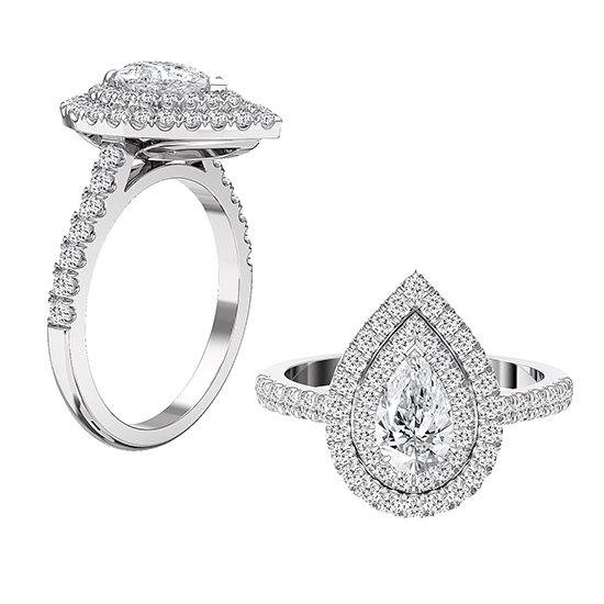 pear shaped halo diamond ring history