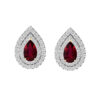 pear shaped ruby double halo earrings