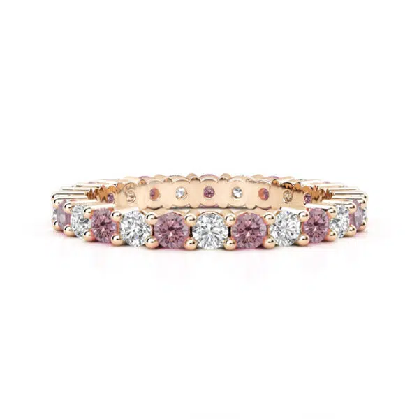 rose gold pink diamond eternity band