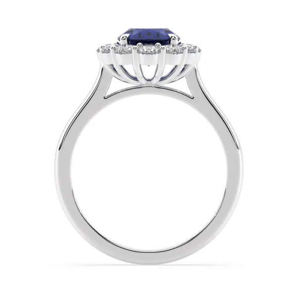 2 ct Ceylon Sapphire with Diamond Halo Ring side view 2