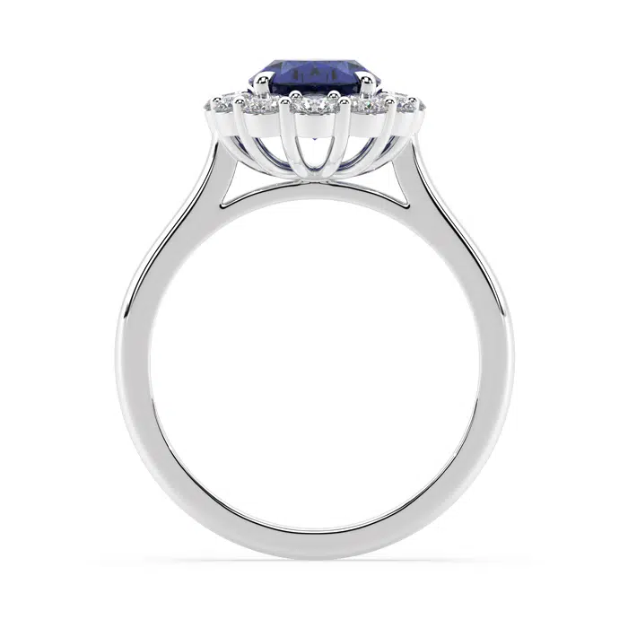 Ceylon Sapphire with Diamond Halo Ring | Waldemar Jewellers Sydney