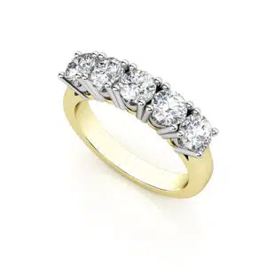 5 stone half eternity two tone ring 2