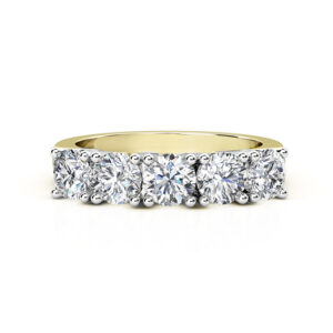 5 stone half eternity two tone ring