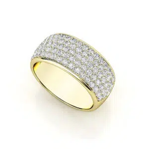 Micro pave diamond band in yellow gold 3