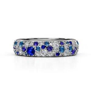 blue sapphire and diamond cluster ring