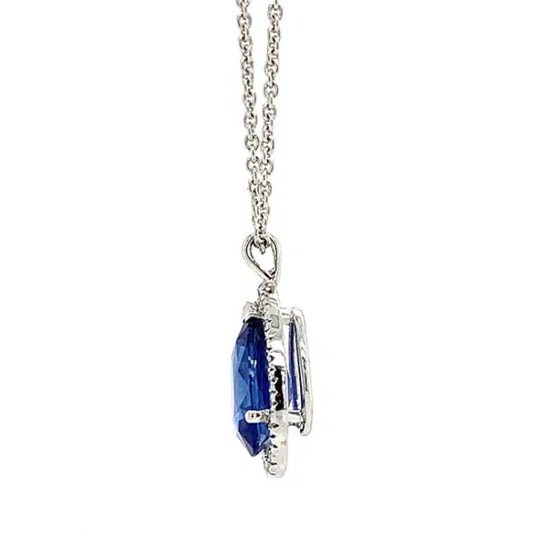 blue sapphire halo pendant