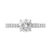 channel set diamond band solitaire ring with hidden halo