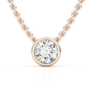 diamond bezel set necklace rose gold