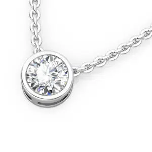 diamond bezel set necklace white gold 2