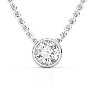 diamond bezel set necklace white gold