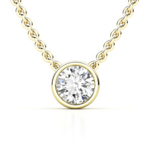 diamond bezel set necklace yellow gold