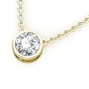 diamond bezel set necklace yellow gold 2