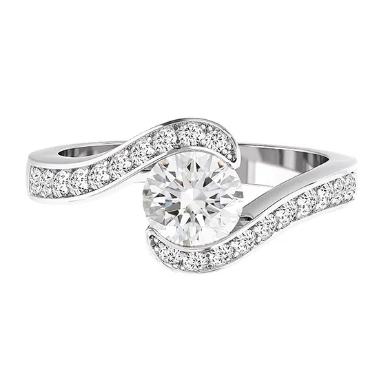 lesbian engagement ring round diamond split band