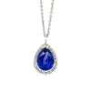 lue sapphire halo pendant