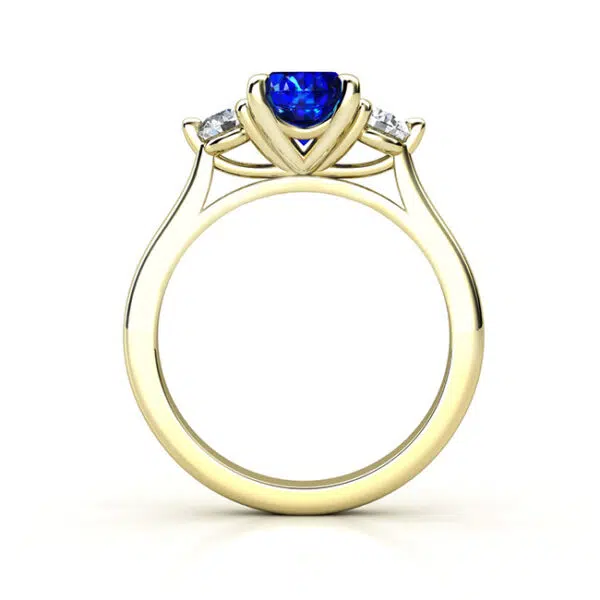 oval sapphire with round diamonds on side 3