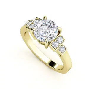 round diamond art deco inspired ring 2