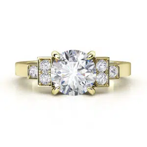 round diamond art deco inspired ring