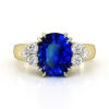 sapphire and three side diamonds