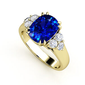 sapphire and three side diamonds 2