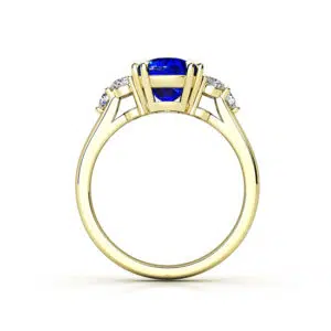 sapphire and three side diamonds 3