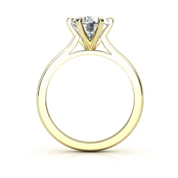 solitaire 6 claw v setting yellow gold ring 2