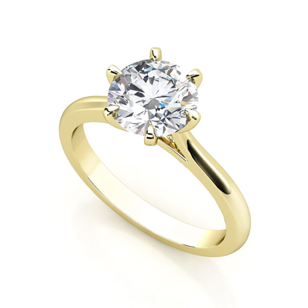 solitaire 6 claw v setting yellow gold ring 4