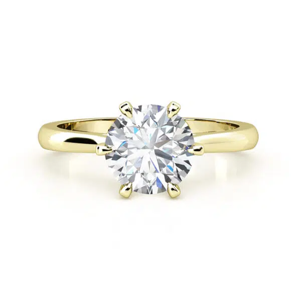 solitaire 6 claw v setting yellow gold ring