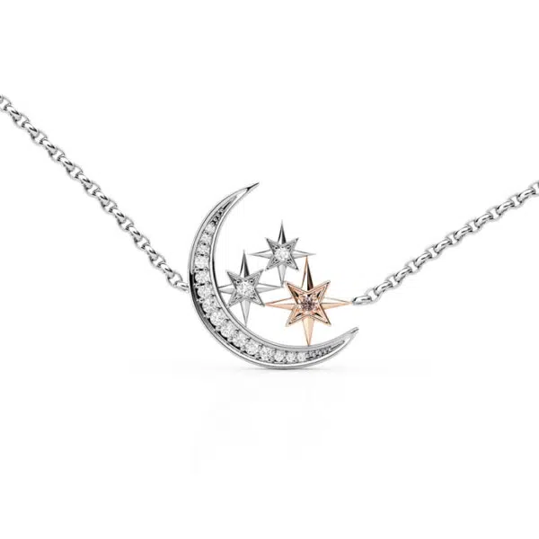 star moon pink diamond pendant