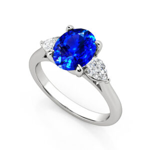 three stone sapphire with diamond pear shaped sides 3