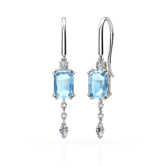 aquamarine gemstone drop earrings