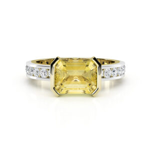 east west yellow diamond pave band