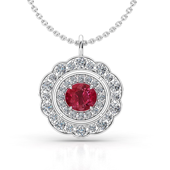 spinel center stone diamond pendant