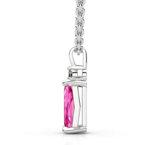 Baguette Pink Sapphire Pendant Necklace 2