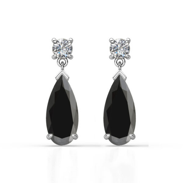 black diamond drop earrings pear