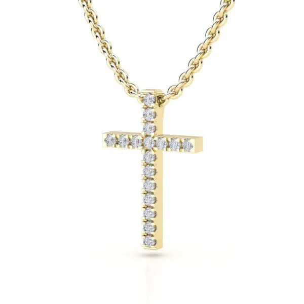 diamond yellow gold cross pendant 3