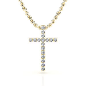 diamond yellow gold cross pendant