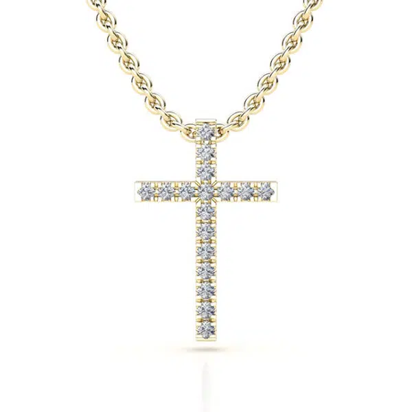 diamond yellow gold cross pendant