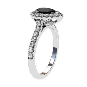 pear shaped black diamond halo ring 3