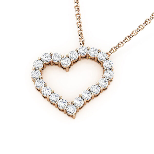 rose gold heart shaped diamond necklace