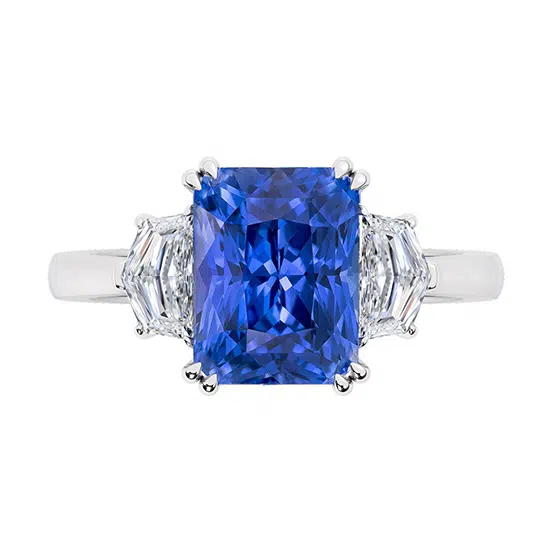 three stone sapphire with cadillac