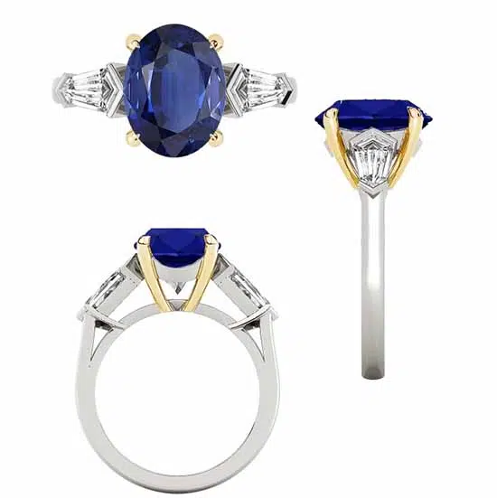 two tone metal sapphire ring