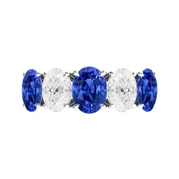 Five Stone Sapphire and Diamond Ring