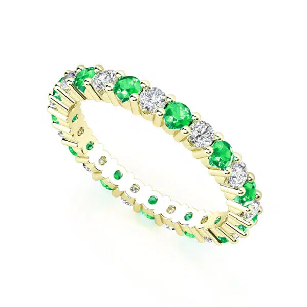 emerald and diamond gold eternity band 1