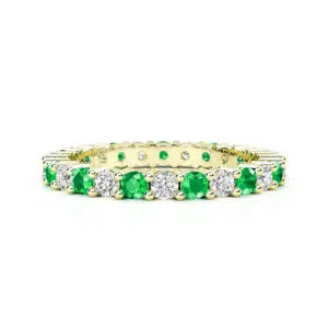 emerald and diamond gold eternity band